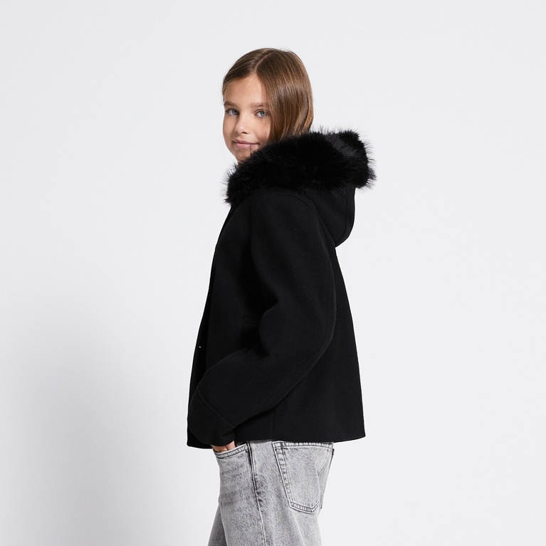 Faux fur collar jacket "Lovalie Star" Black